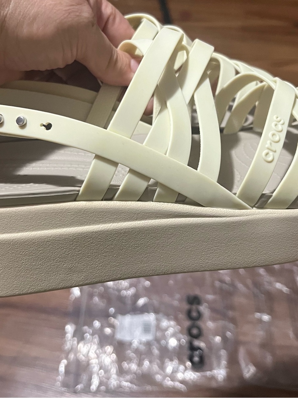 Crocs Women’s cream color Strappy Platform Sandals - Picture 2 of 3